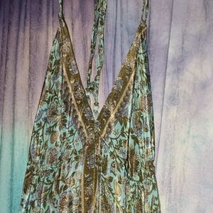 Silk halter maxi dress